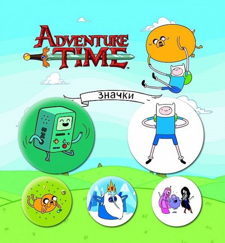 фото Набор значков Эксмо "Adventure Time. Сумасшедшая вселенная", 4 х 4 см, 5 шт