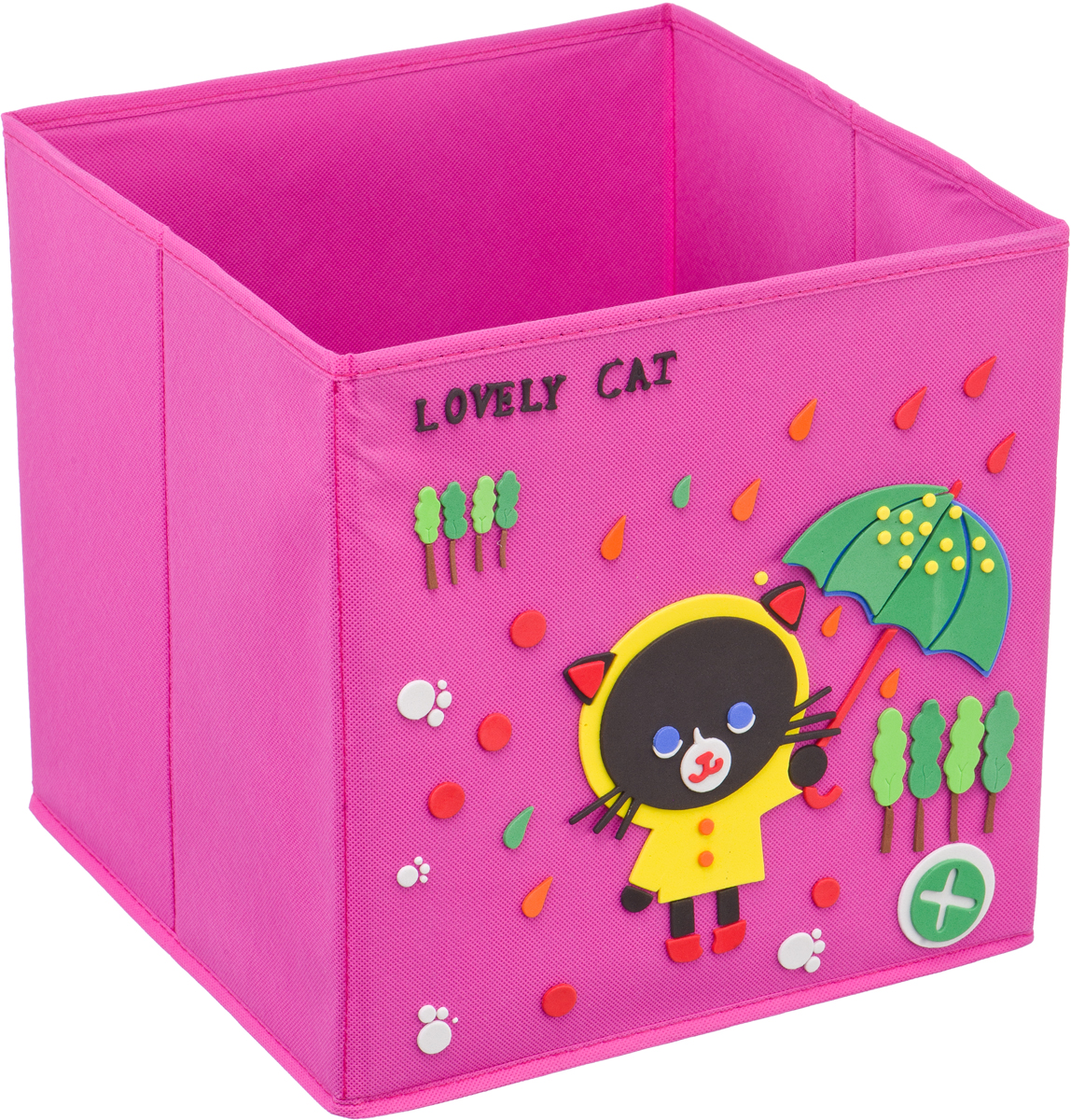 фото Кофр для хранения Handy Home "Черный кот", с аппликацией, цвет: розовый