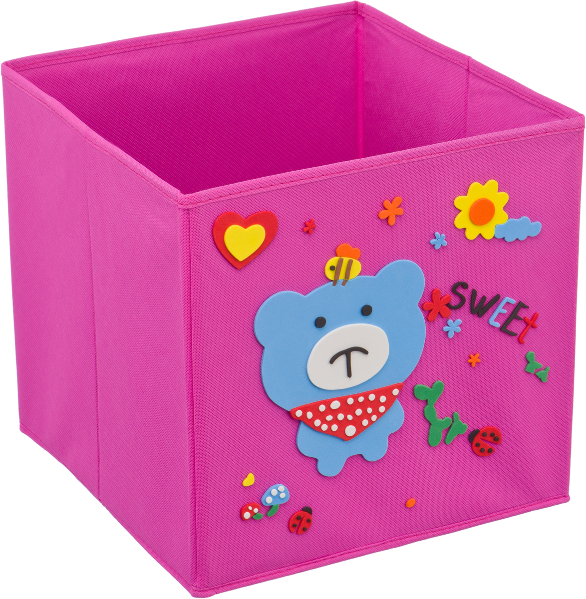 фото Кофр для хранения Handy Home "Мишка с пчелкой", с аппликацией, цвет: розовый