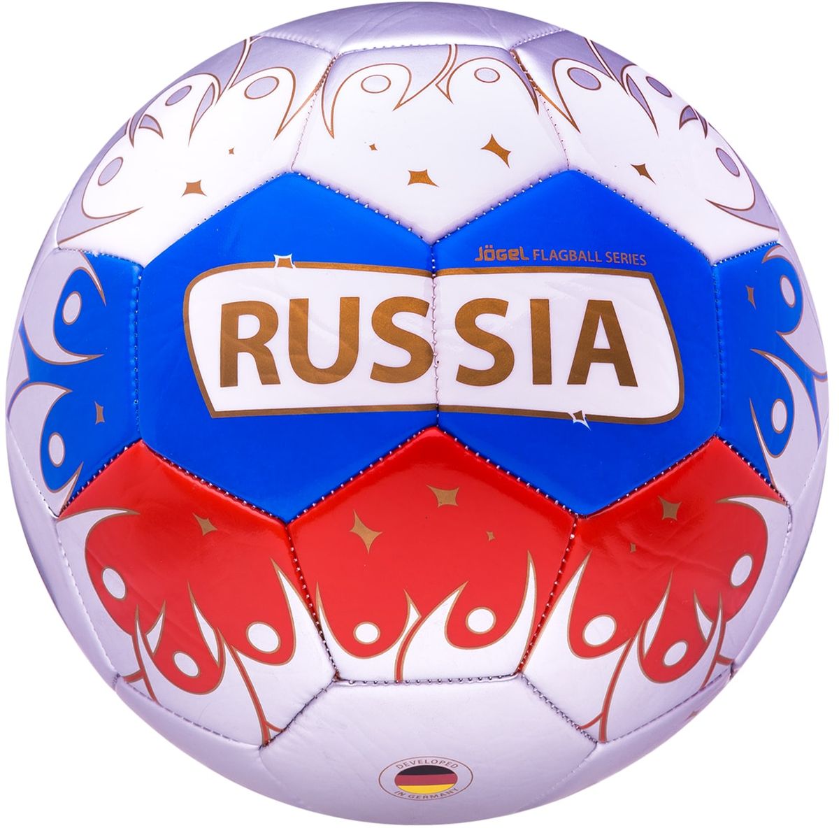 Мяч футбольный Jogel "Russia", цвет: белый, синий, красный. Размер 5