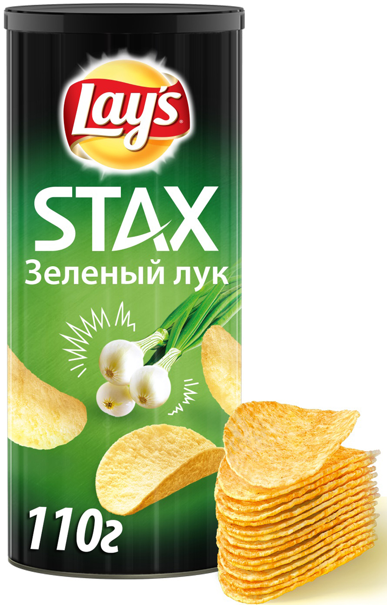 Lay's Stax Зеленый лук картофельные чипсы, 110 г — купить в интернет ...