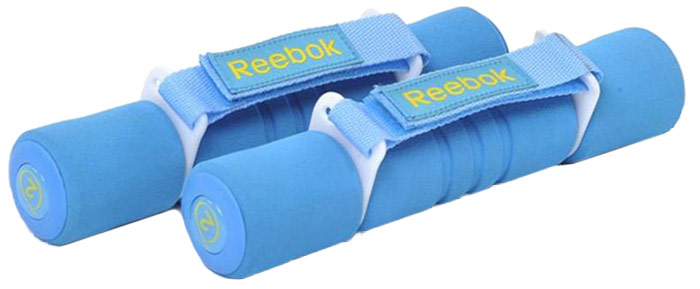 фото Гантель с мягкими накладками "Reebok", цвет: голубой, 2 кг, 2 шт