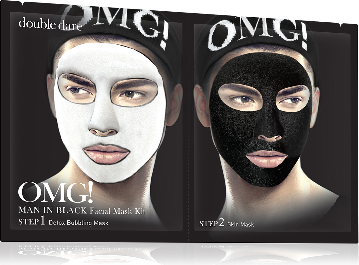 фото Double Dare OMG! Man In Black Facial Mask Kit Маска мужская двухкомпонентная для ухода за кожей лица