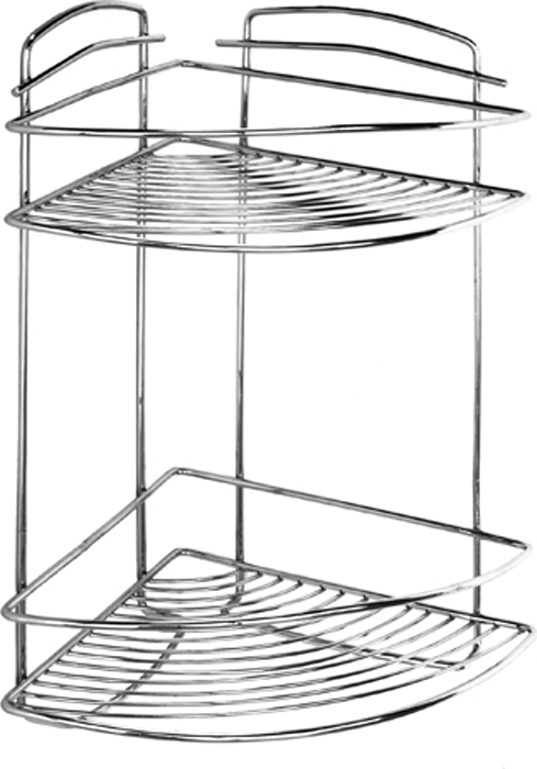 Фото товара на маркетплейсе ozon Полка для ванной настенная, двухъярусная, угловая, проволока стальная, Milardo, 209WC20M44