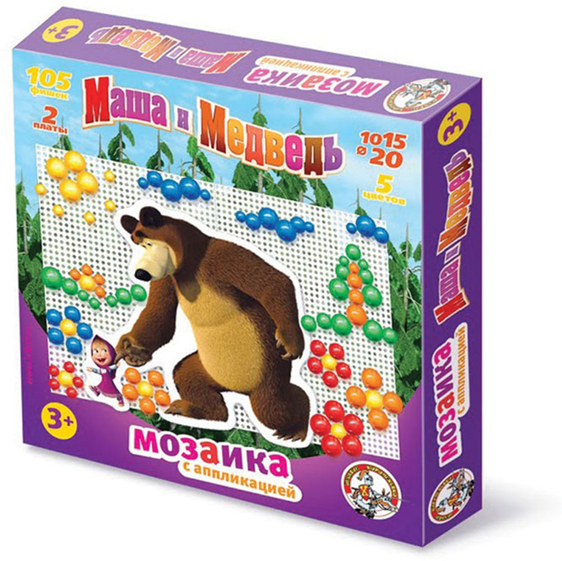 фото Мозаика "Маша и Медведь", с аппликациями, 105 элементов Десятое королевство