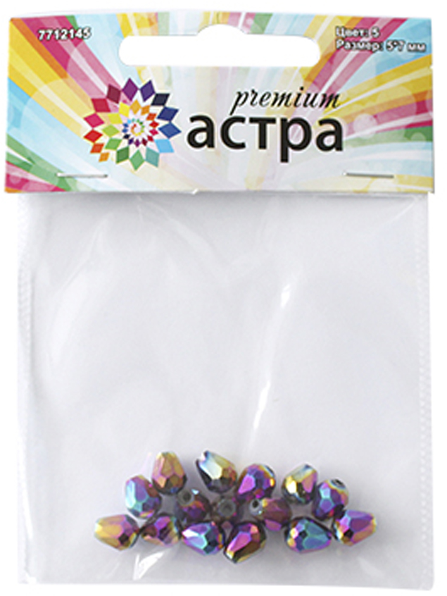 <b>Бусины Астра</b> "<b>Premium</b>", <b>цвет</b>: радужный (5), 5 мм х 7 мм, 15 шт ...