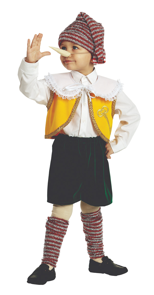 фото Батик Костюм карнавальный для мальчика Буратино цвет зеленый желтый белый размер 30