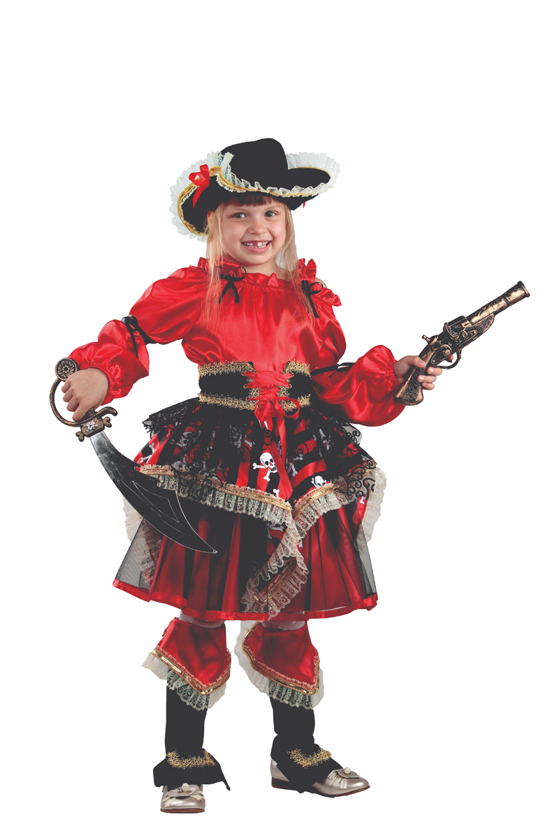 Батик Костюм карнавальный для девочки Пиратка цвет красный размер 30
