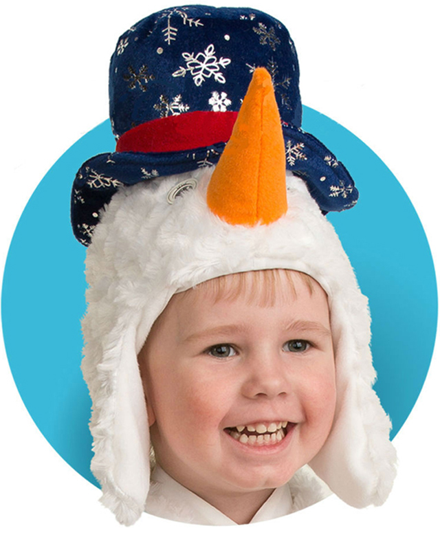 фото Батик Маска карнавальная для мальчика Снеговичок размер 50-52