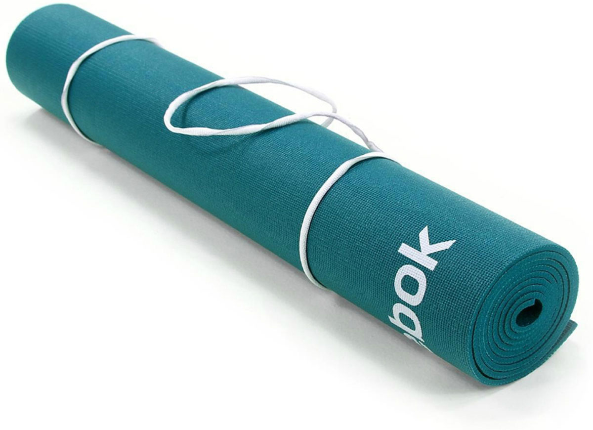 фото Тренировочный коврик для йоги Reebok "Полоски", двухсторонний, толщина 4 мм