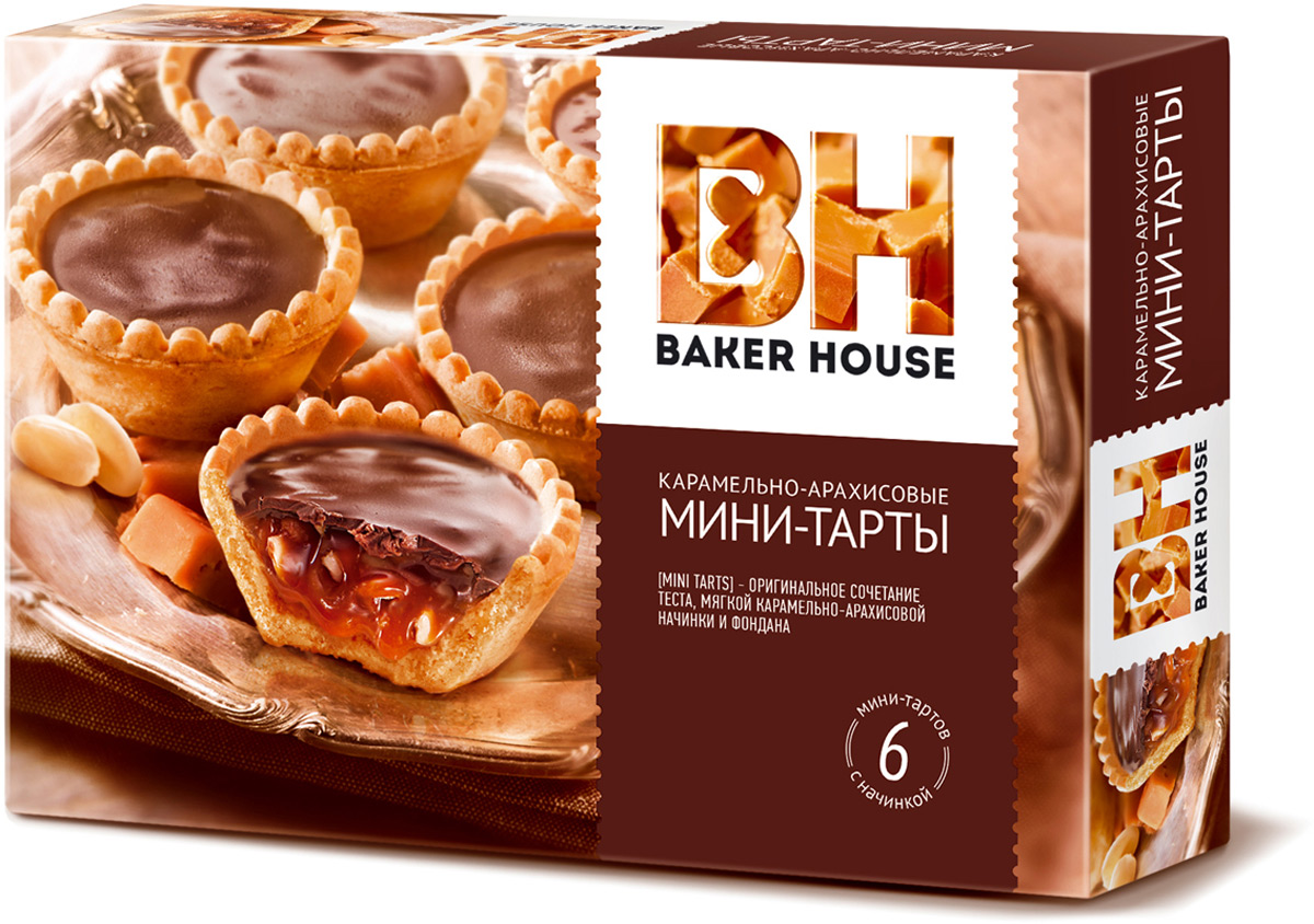 Baker House мини-тарты с карамельно-арахисовой начинкой, 240 г - купить с  доставкой по выгодным ценам в интернет-магазине OZON (143871168)