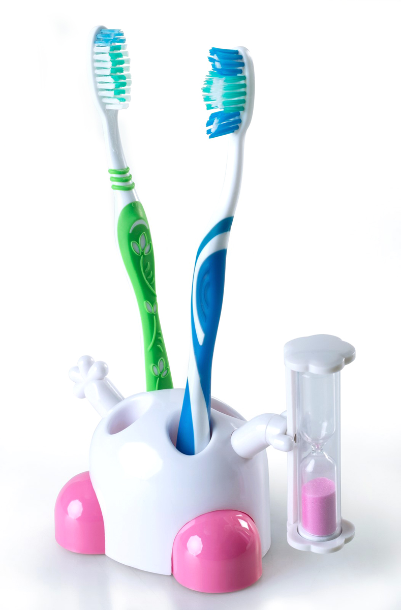 фото Держатель для зубных щеток Ruges Подставка для зубных щеток с песочными часами "Зубки-Минутки", ПВХ (поливинилхлорид)