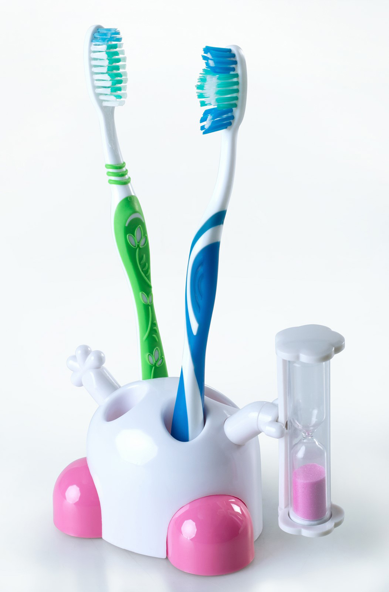 фото Держатель для зубных щеток Ruges Подставка для зубных щеток с песочными часами "Зубки-Минутки", ПВХ (поливинилхлорид)