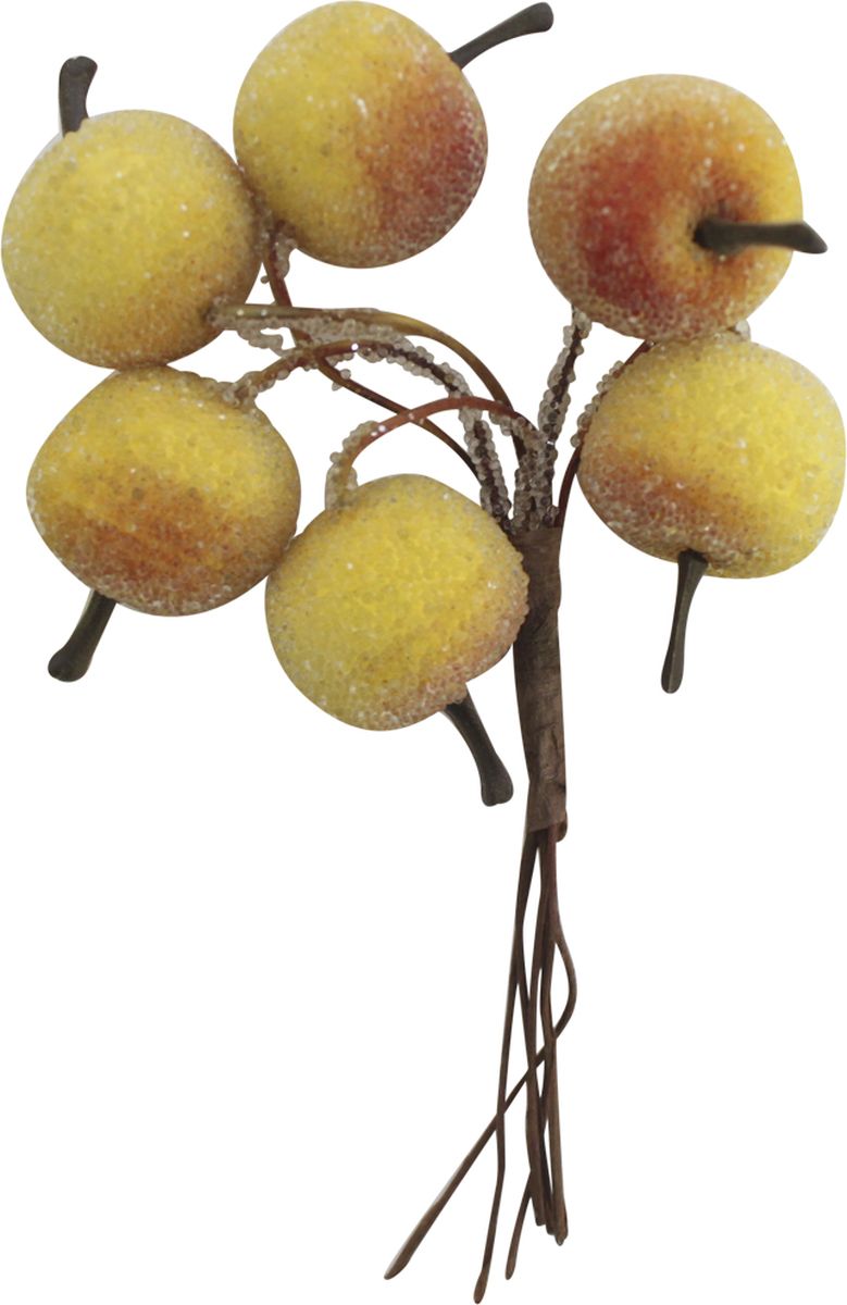 фото Декоративный букет для скрапбукинга Астра "Яблоки", цвет: красный, желтый, 10 х 8 см, 6 шт