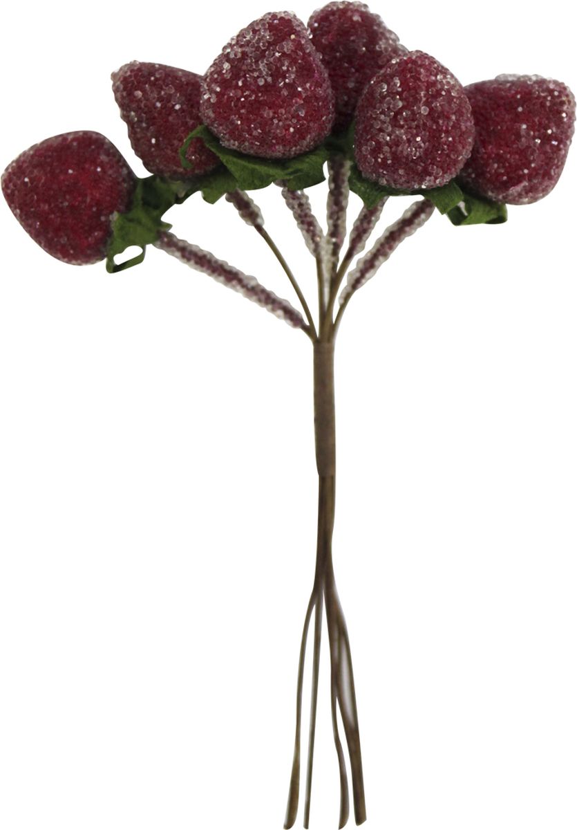 фото Декоративный букет для скрапбукинга Астра "Клубника красная в сахаре", цвет: красный, 10 х 6,5 см, 6 шт