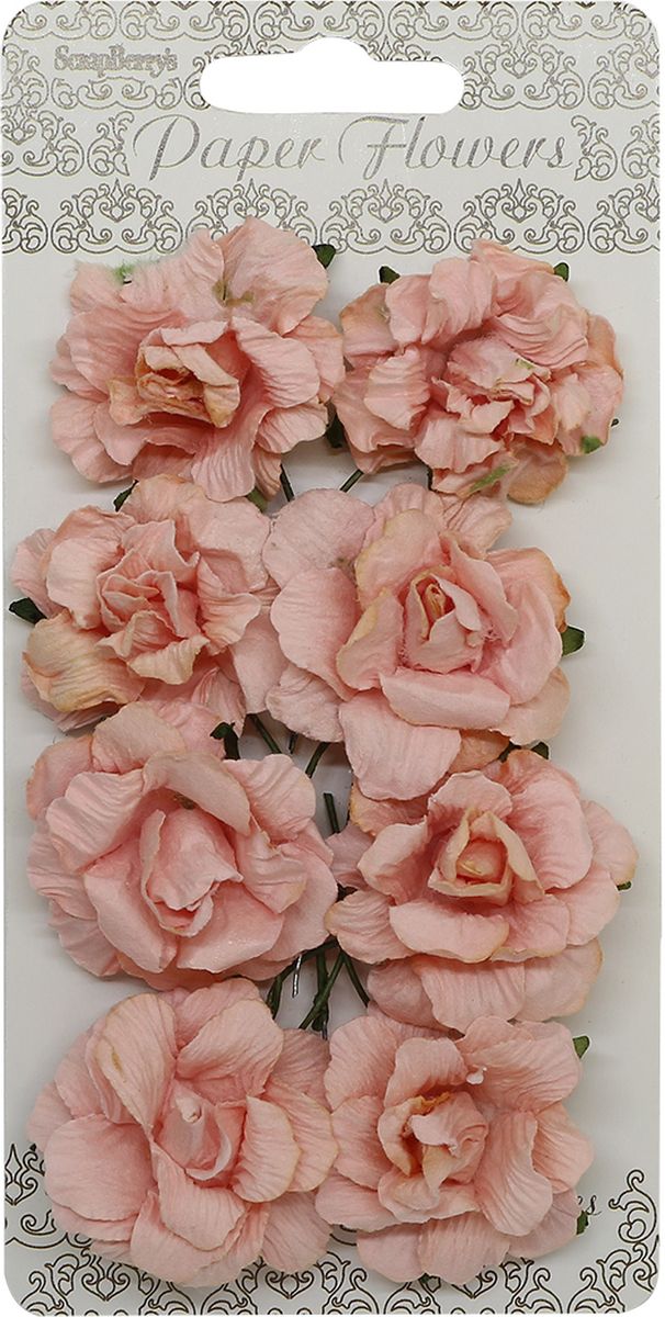 фото Украшение для скрапбукинга ScrapBerry's "Кудрявые розы", цвет: розовый, 2,5 х 2,5 см, 8 шт