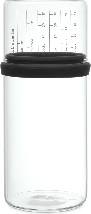 фото Банка для сыпучих продуктов "Brabantia", с мерным стаканом, цвет: черный, 1 л
