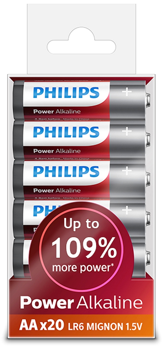 фото Батарейка щелочная Philips "Power", тип AA, 1,5 В, 20 шт