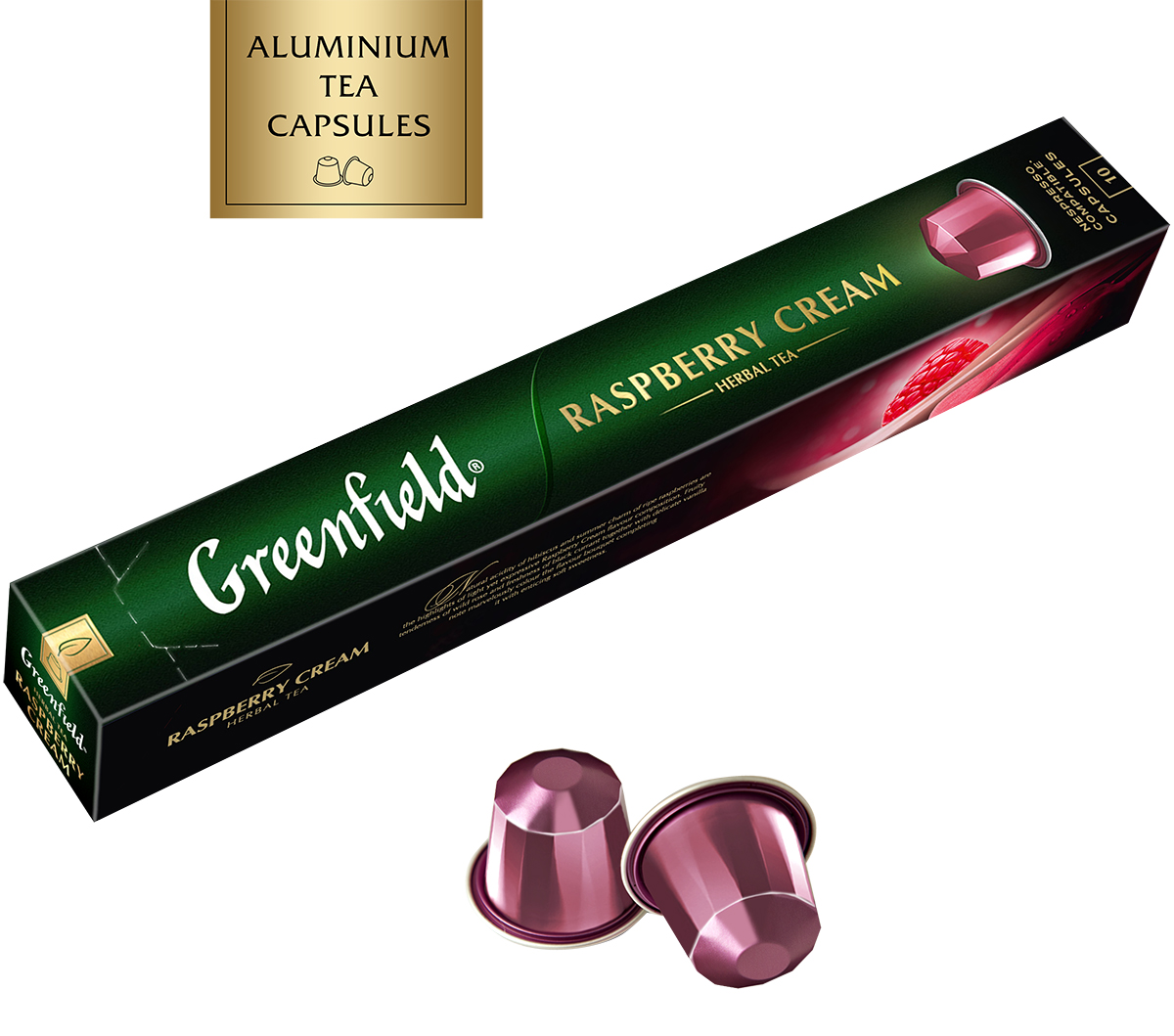 фото Greenfield Raspberry Cream чайный напиток в алюминиевых капсулах с ароматом малины и ванили, 10 шт по 2,5 г