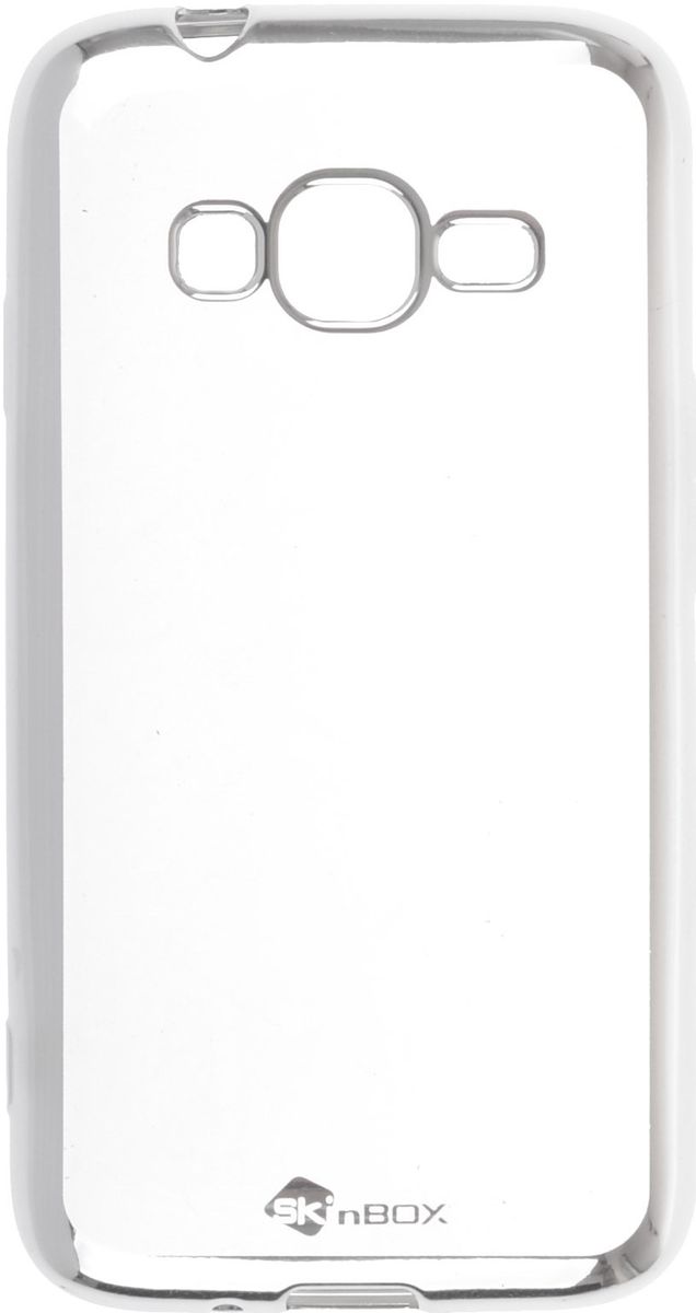 фото Skinbox 4People Silicone Chrome Border чехол-накладка для Samsung Galaxy J1 mini Prime J106, Silver