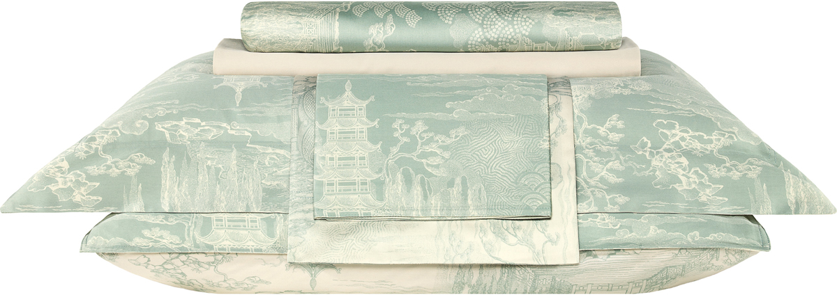 фото Постельное белье Togas "Пагода", цвет: зеленый, 145Х200, 200х230, 50Х70-2, 4 предмета