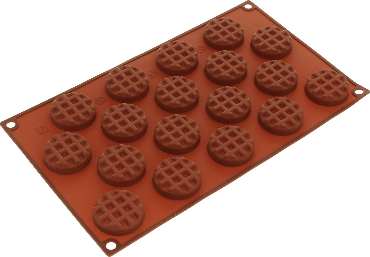 фото Форма для выпечки Marmiton "Круглое печенье", силиконовая, цвет: коричневый, 18 ячеек