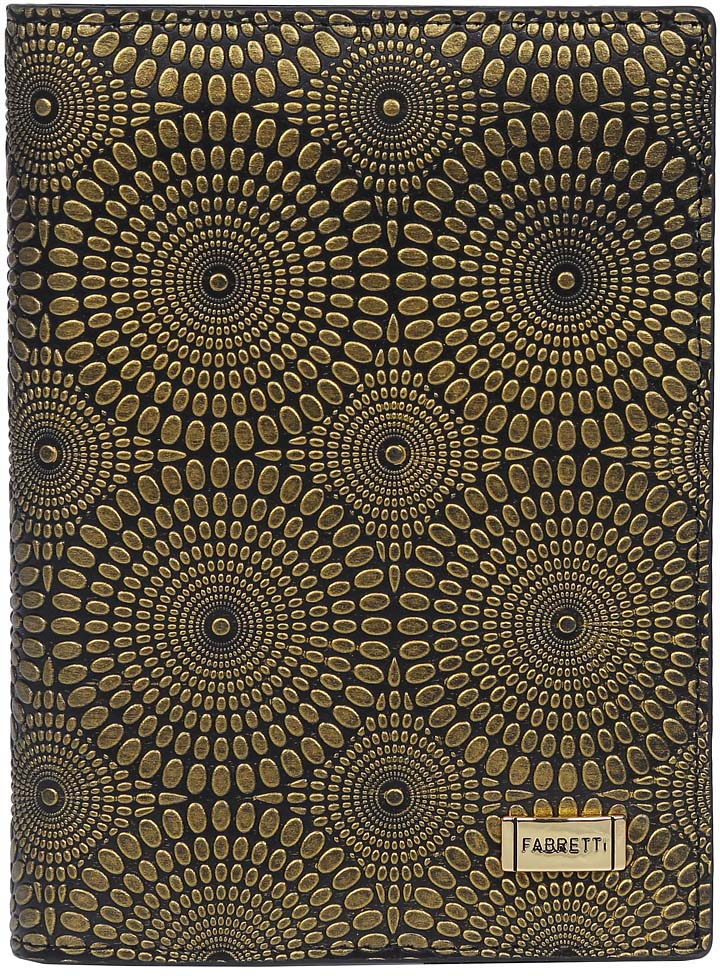 фото Обложка для документов женская Fabretti, цвет: золотистый. 54019-gold circles