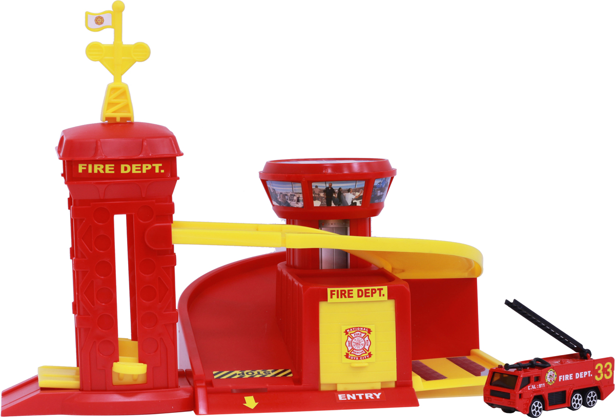 фото Pioneer Toys Гараж с машинкой Fire Station