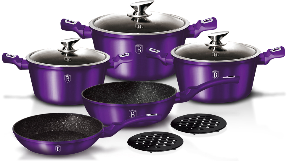 фото Набор посуды Berlinger Haus "Metallic Line", цвет: фиолетовый, 10 предметов