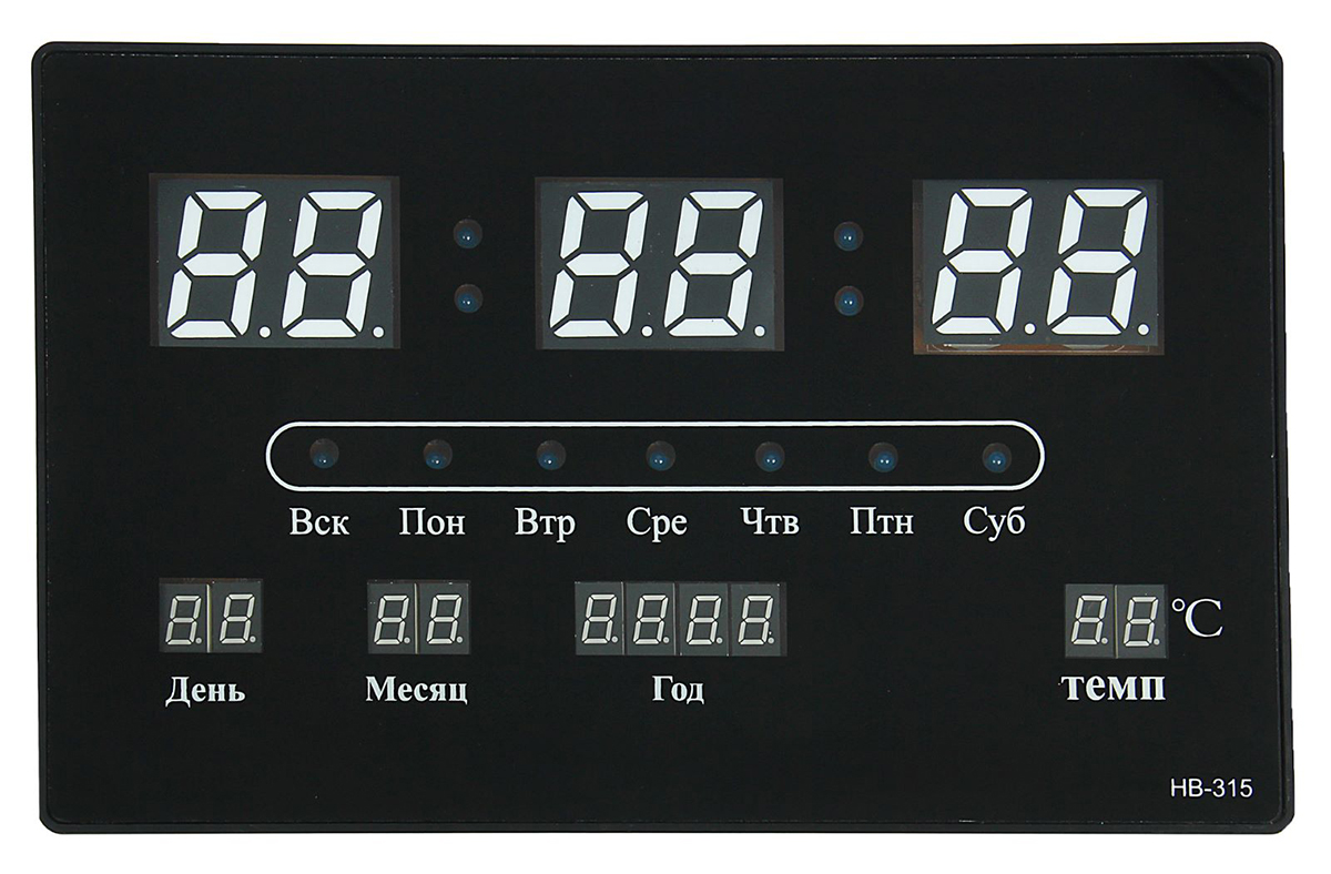 Часы настенные электронные, с календарем, 33 х 20 х 3 см