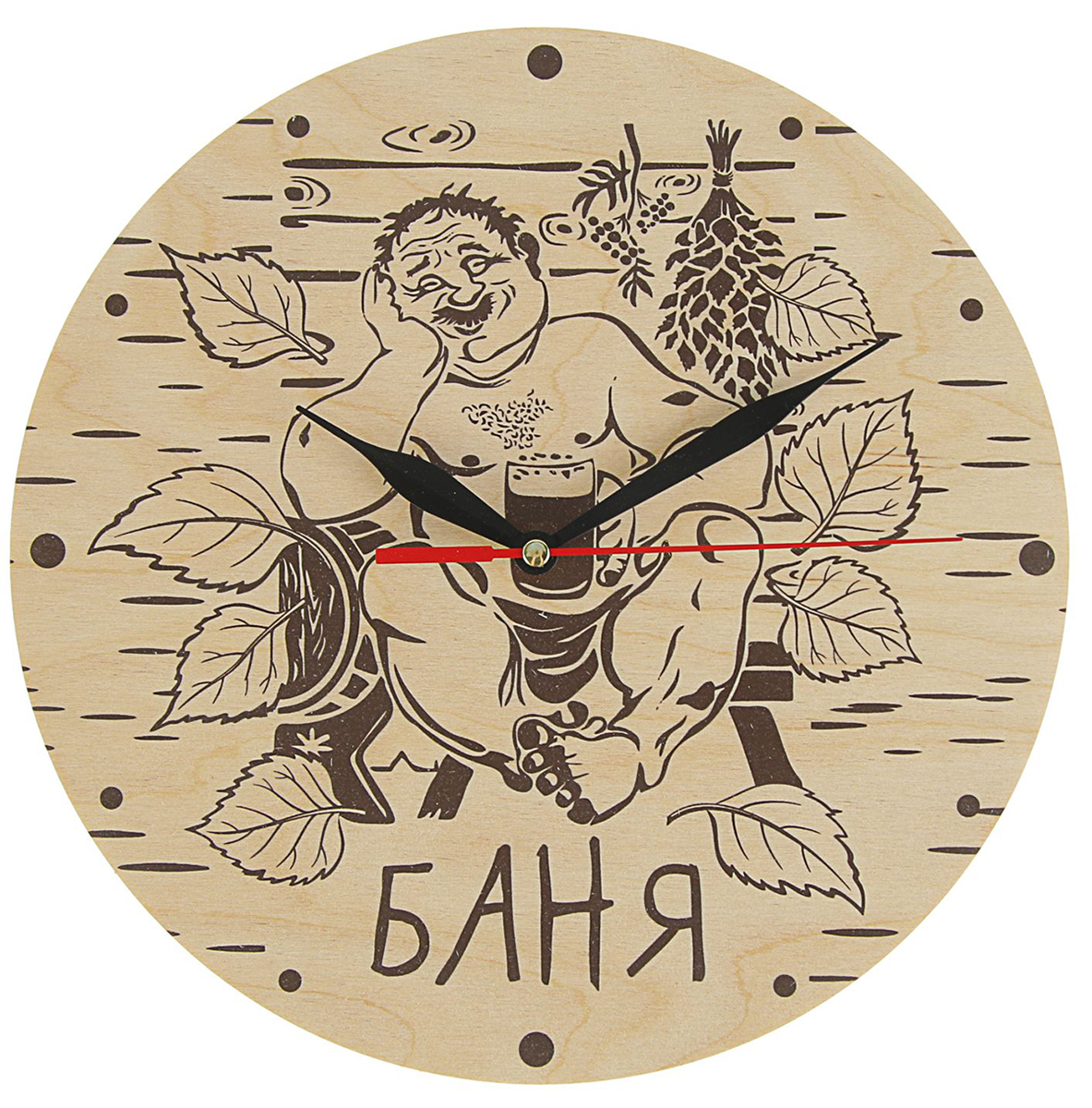 Часы деревянные для бани