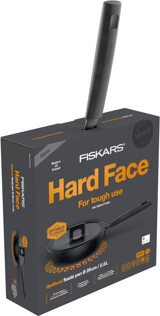 фото Сотейник Fiskars "Hard Face. Optiheat", с крышкой. Диаметр 26 см