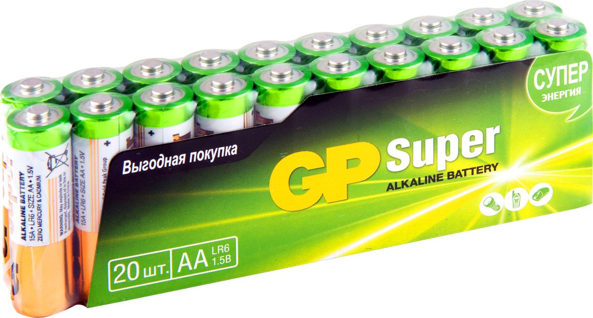 фото Набор алкалиновых батареек "GP Batteries", тип АА, 20 шт