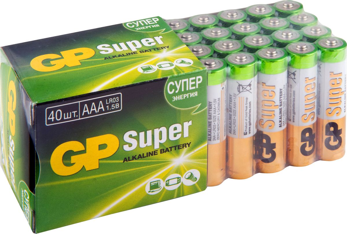 фото Набор алкалиновых батареек "GP Batteries", тип ААА, 40 шт