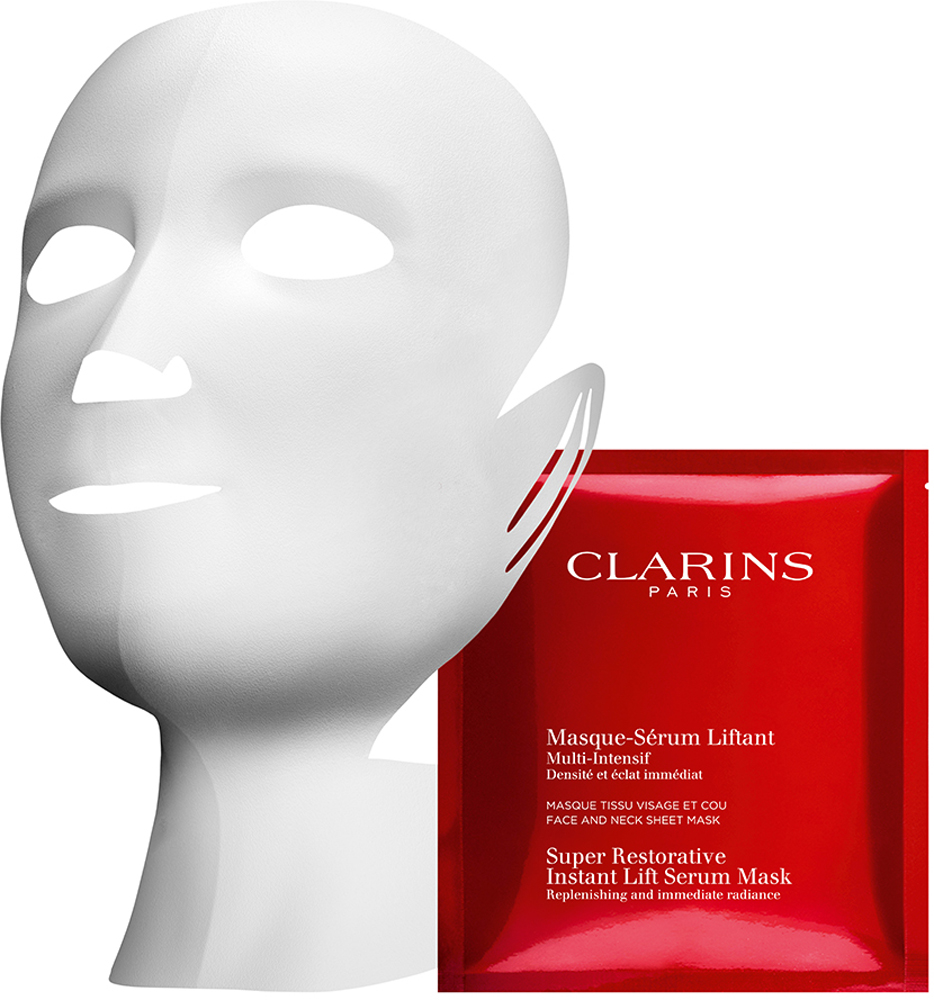 фото Clarins Восстанавливающая тканевая маска для лица и шеи с эффектом лифтинга Multi-Intensif, 5x30 мл