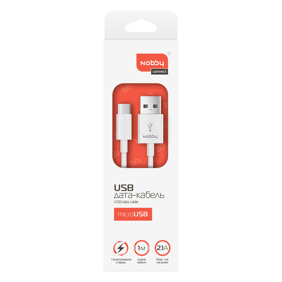 фото Nobby Connect DT-005, White кабель USB-microUSB (1 м)