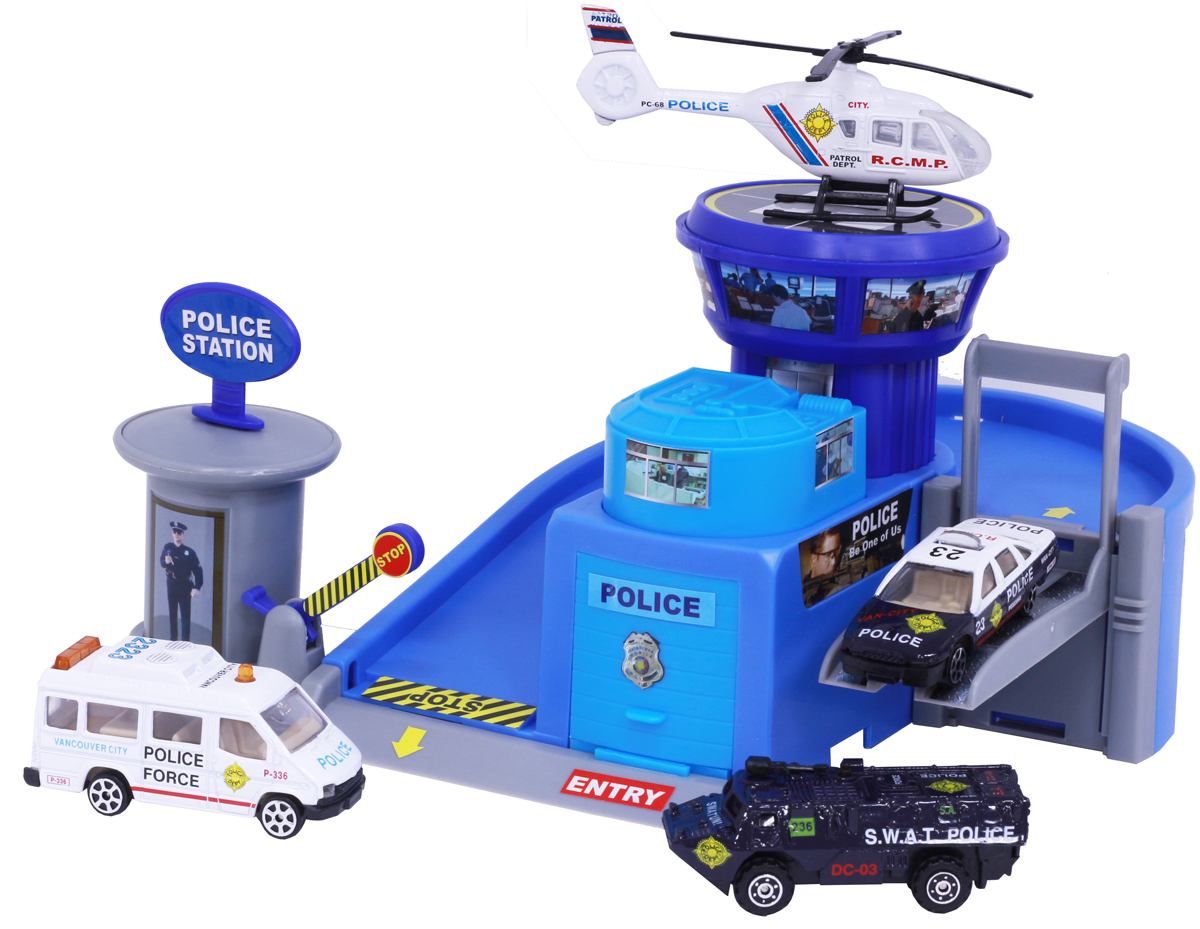 фото Pioneer Toys Набор машин с гаражом Police Station