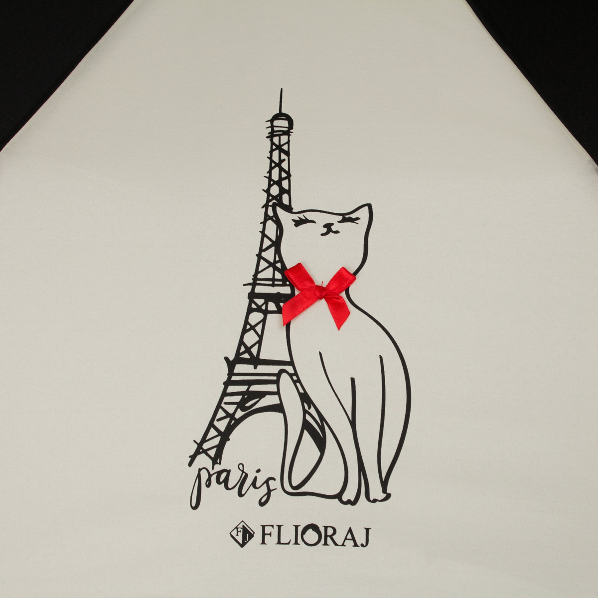 фото Зонт женский Flioraj "Наив. Кошки", полуавтомат, 3 сложения, цвет: черный, белый. 310200 FJ