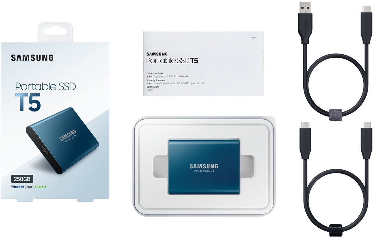 фото SSD диск Samsung T5 250GB, Blue (MU-PA250BWW)