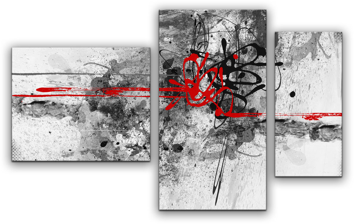 фото Картина модульная Картиномания "Красное и черное", 90 х 57 см, Дерево, Холст
