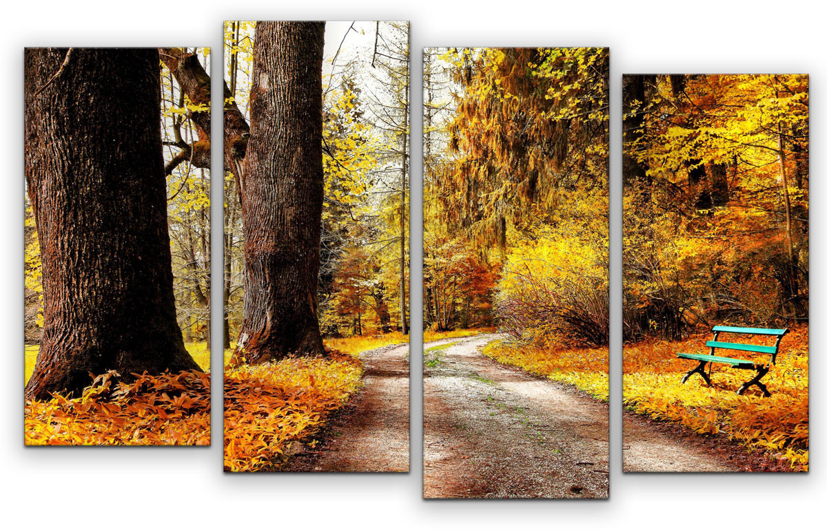 фото Картина модульная Картиномания "Осенний лес", 90 х 57 см, Дерево, Холст