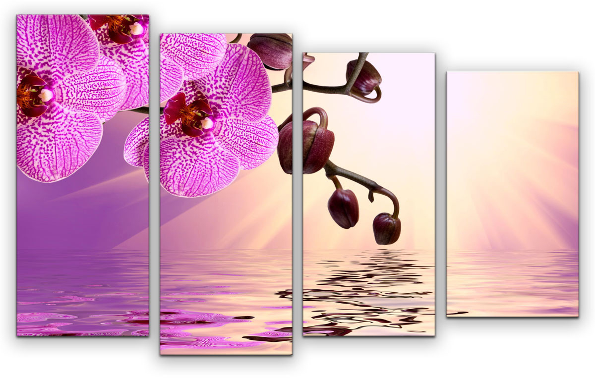 фото Картина модульная Картиномания "Нежная орхидея", 90 х 57 см, Дерево, Холст