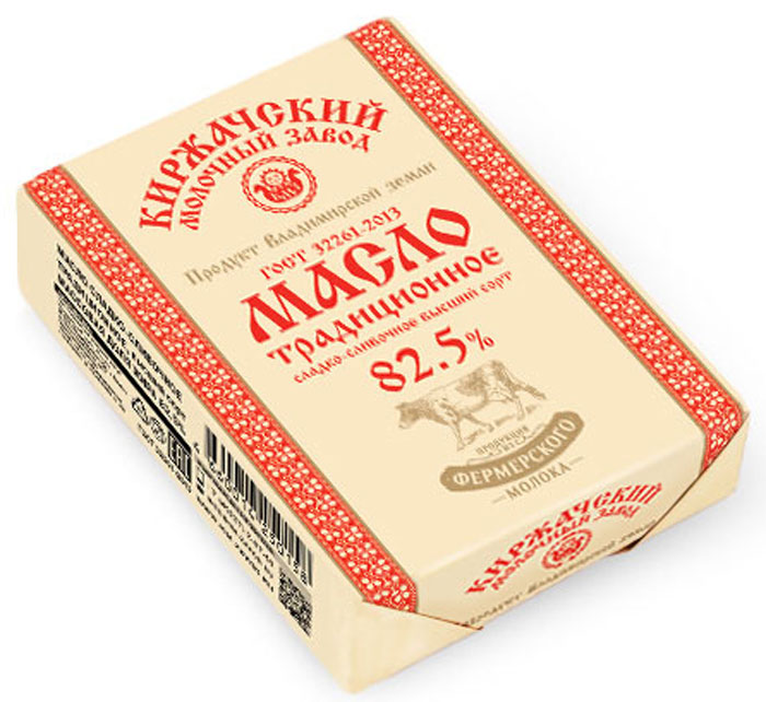 Киржачский МЗ Масло Традиционное, сладко-сливочное, 82,5%, 180 г