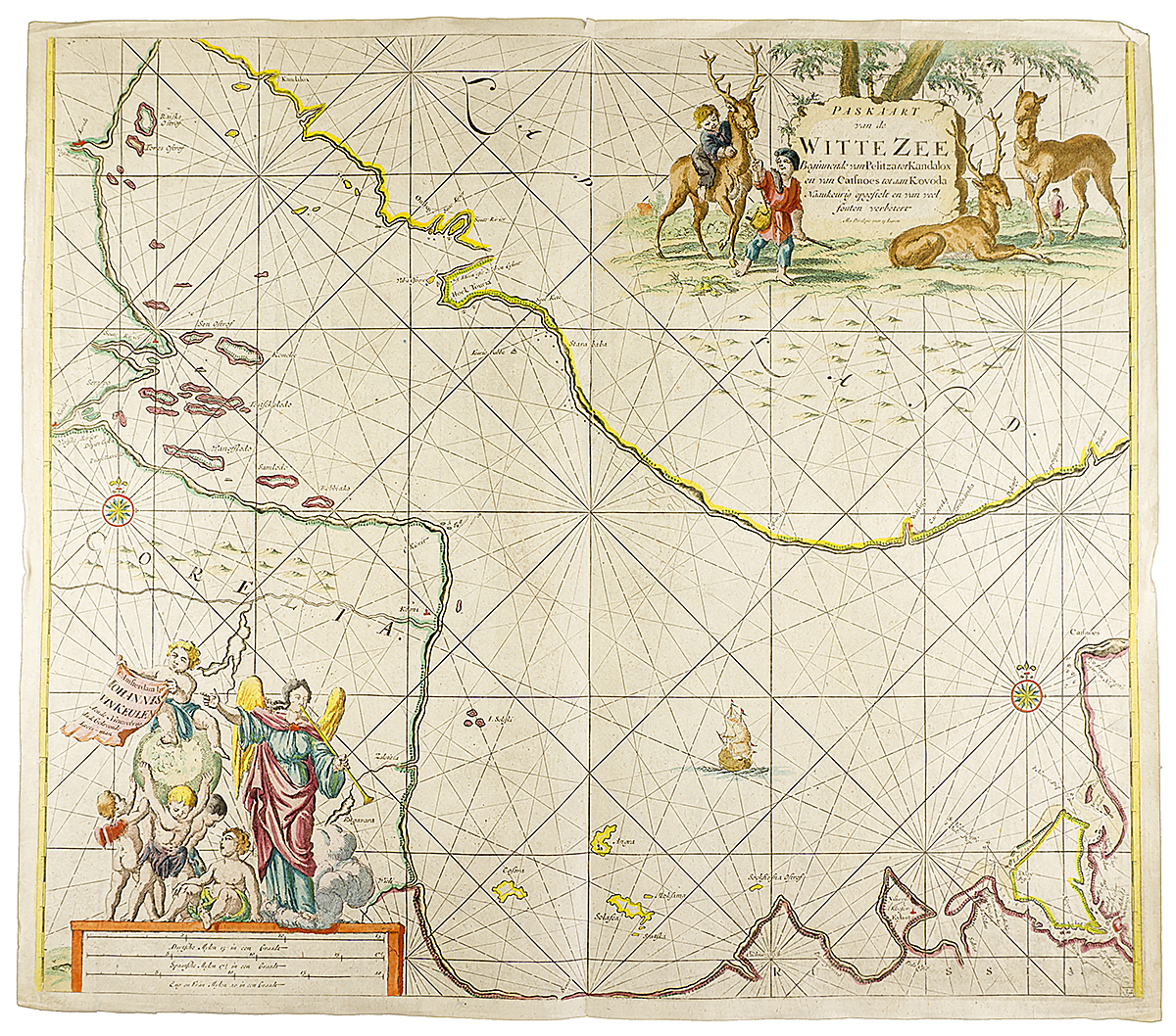 фото Географическая карта Белого моря (от Кандалакши и на восток). Гравюра, Западная Европа, не позднее 1620 года