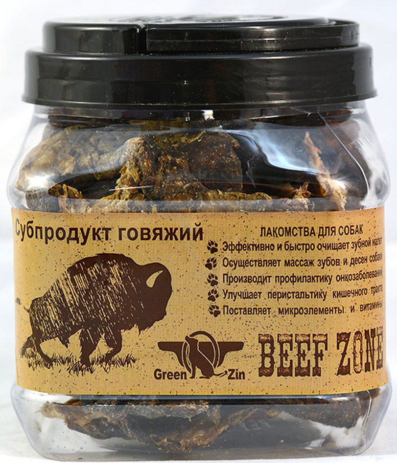 фото Лакомство для собак "GreenQZin", сушеное говяжье мясо, слайсами, 400 г