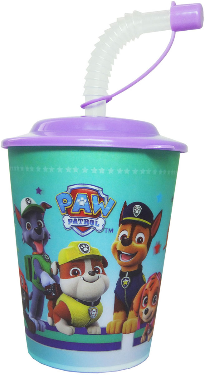 фото Щенячий патруль Стакан детский с крышкой и трубочкой 400 мл Paw patrol