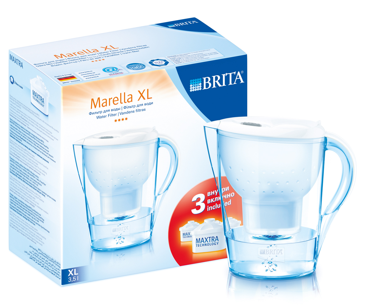 фото Фильтр-кувшин для воды Brita "Marella XL", цвет: белый, 3 сменных картриджа, 3,5 л