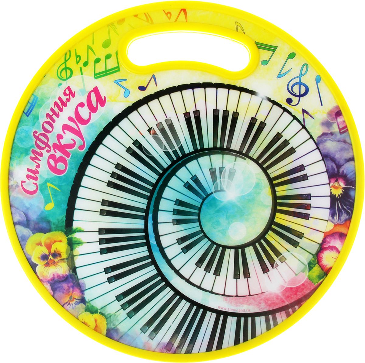 фото Доска разделочная Доляна "Симфония вкуса", цвет: мультиколор, диаметр 30 см