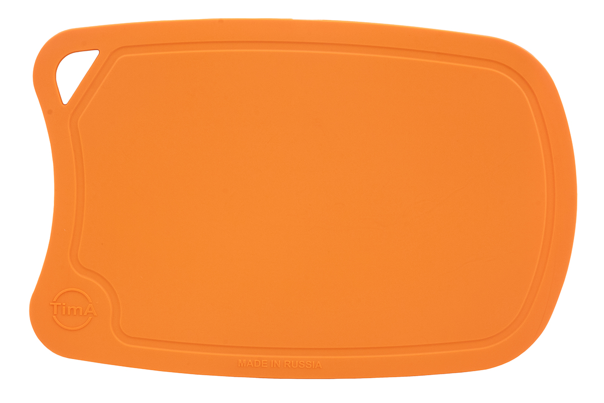 фото Доска разделочная "TimA", овальная, цвет: оранжевый, 31 х 21 х 0,3 см