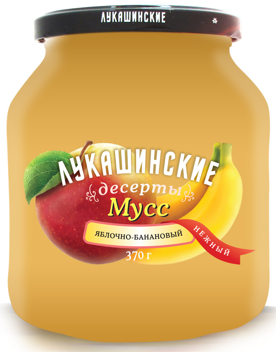 Лукашинские Мусс яблочно-банановый нежный, 370 г